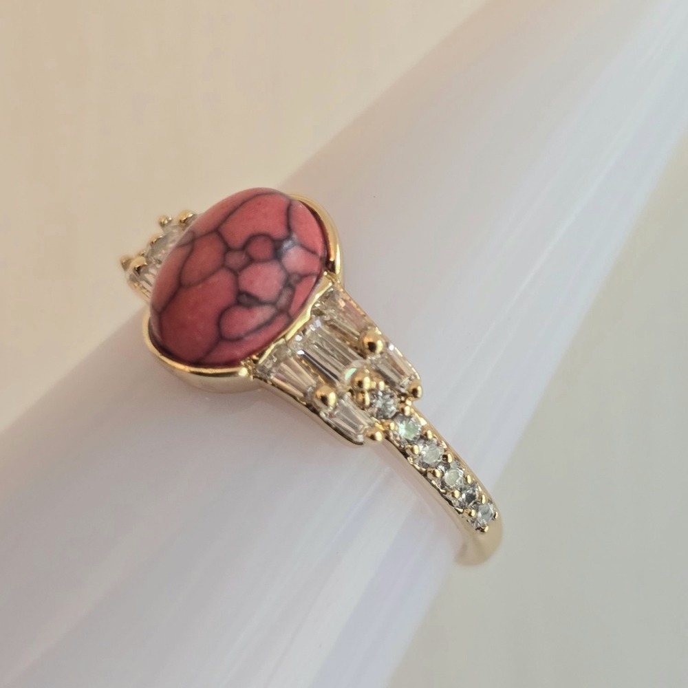 Bomb Party RG32427 Size 7 Ring - The Concierge Red Coral Magnesite on Gold NEW
